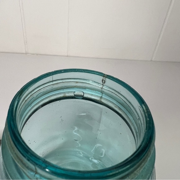 VINTAGE BALL 1910-1923 MASON JAR - BLUE  - QUART - ZINC LID - Picture 8 of 16